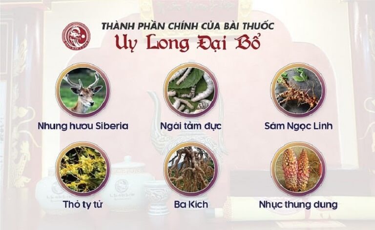 Thành phần 100% dược liệu tự nhiên giúp cho Uy Long Đại Bổ có công dụng đột phá nhiều lần